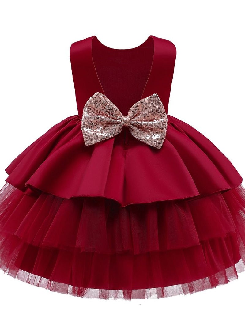 Loquat Round Neck Sleeveless Dress Burgundy  - Image 2