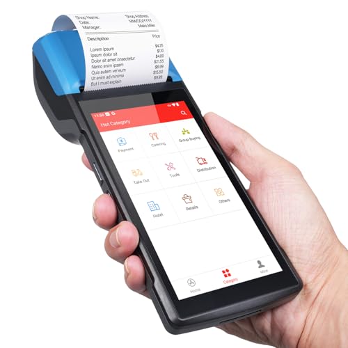 Bisofice 4G Handheld PDA POS Android 13.0 Receipt Printer 2GB+16GB, Camera 5M, 1D 2D Barcode Scanner, Wifi/Gps/BT/4G Full Network Connection, 5" Touchscreen 58mm Width Thermal Label Printing - Image 1