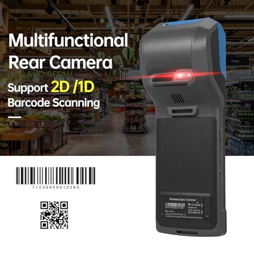 Bisofice 4G Handheld PDA POS Android 13.0 Receipt Printer 2GB+16GB, Camera 5M, 1D 2D Barcode Scanner, Wifi/Gps/BT/4G Full Network Connection, 5" Touchscreen 58mm Width Thermal Label Printing - Image 4