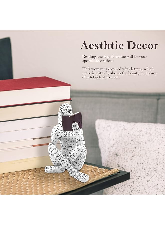 إيروريكس ديكور منزلي على شكل امرأة قارئة، تمثال مفكر، تمثال نحت جمالي، ديكور تجريدي حديث، على طاولة رف، مكتب، غرفة المعيشة، غرفة النوم - Image 2