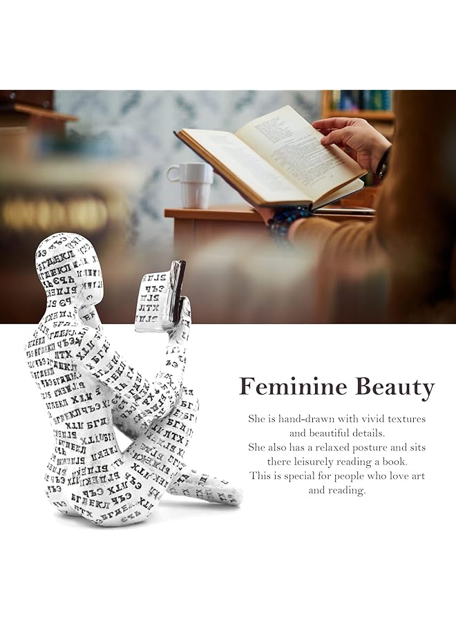 إيروريكس ديكور منزلي على شكل امرأة قارئة، تمثال مفكر، تمثال نحت جمالي، ديكور تجريدي حديث، على طاولة رف، مكتب، غرفة المعيشة، غرفة النوم - Image 5