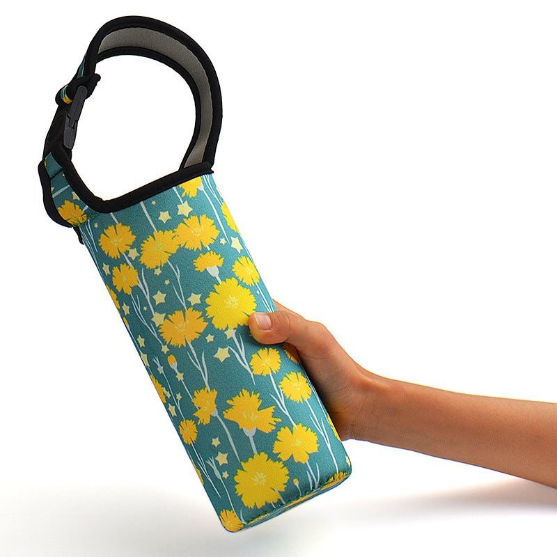 Insulated Cartoon Cup Sleeve Neoprene Simple Design Yellow Flower 