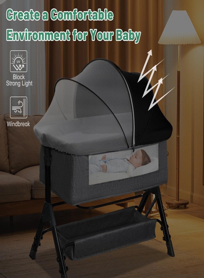 WANRU Bassinet Cover for Cats - Blackout Breathable Mosquito Net for Baby Bedside Sleepers & Travel Cribs, 2-Way Zipper Bug Canopy Tent to Block Light & Keep Cats Out (Black-Small) - Image 3