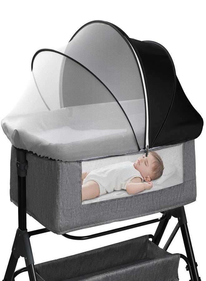 WANRU Bassinet Cover for Cats - Blackout Breathable Mosquito Net for Baby Bedside Sleepers & Travel Cribs, 2-Way Zipper Bug Canopy Tent to Block Light & Keep Cats Out (Black-Small) - Image 1