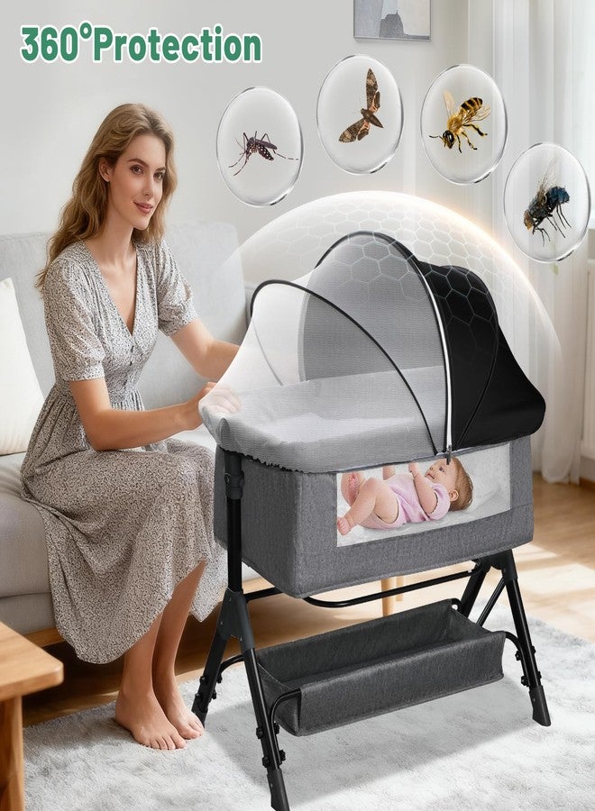 WANRU Bassinet Cover for Cats - Blackout Breathable Mosquito Net for Baby Bedside Sleepers & Travel Cribs, 2-Way Zipper Bug Canopy Tent to Block Light & Keep Cats Out (Black-Small) - Image 2