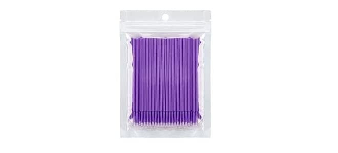 BBC 100 pcs Micro Brushes, Microswabs for Eyelash Extensions, Microbrush Applicators Brush, Lash Mascara Wand Cotton Swabs Qtips for Eye Dental Lashes Eyebrow and Personal Care (PURPLE) - Image 2