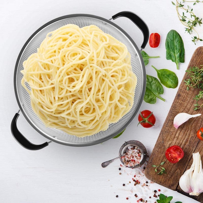 Kresal Stainless Steel Colander with Handle and Legs Large Metal Strainer for Pasta Spaghetti Berry Veggies Fruits Noodles Salads Kitchen Food Mesh Colander Dishwasher Safe - Image 1