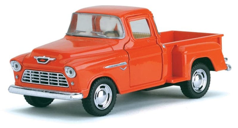 KiNSMART 1955 Chevrolet Stepside Pickup Truck 5 Inch 1:32 Scale Die Cast Metal Little Truck (Orange)