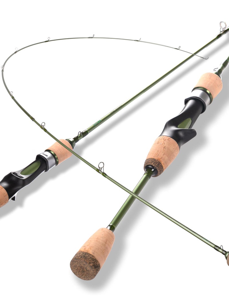 LITTMA Wild Streams Ultralight Spinning&Casting Trout Rod, 2-Piece Fishing Rod for Crappie, Panfish & Micro Fishing, Green Carbon Fiber Blank with Cork Handle, 5â€™6â€/6â€™/6â€™6â€/7â€™ - Image 1