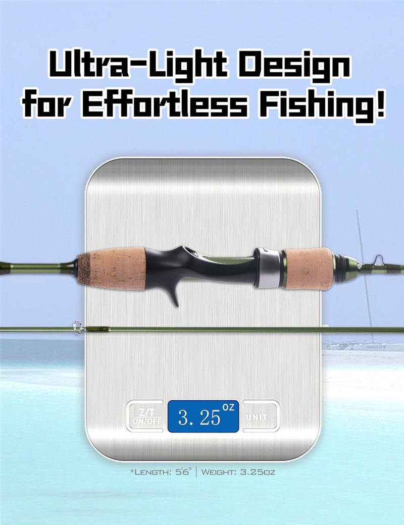 LITTMA Wild Streams Ultralight Spinning&Casting Trout Rod, 2-Piece Fishing Rod for Crappie, Panfish & Micro Fishing, Green Carbon Fiber Blank with Cork Handle, 5â€™6â€/6â€™/6â€™6â€/7â€™ - Image 3