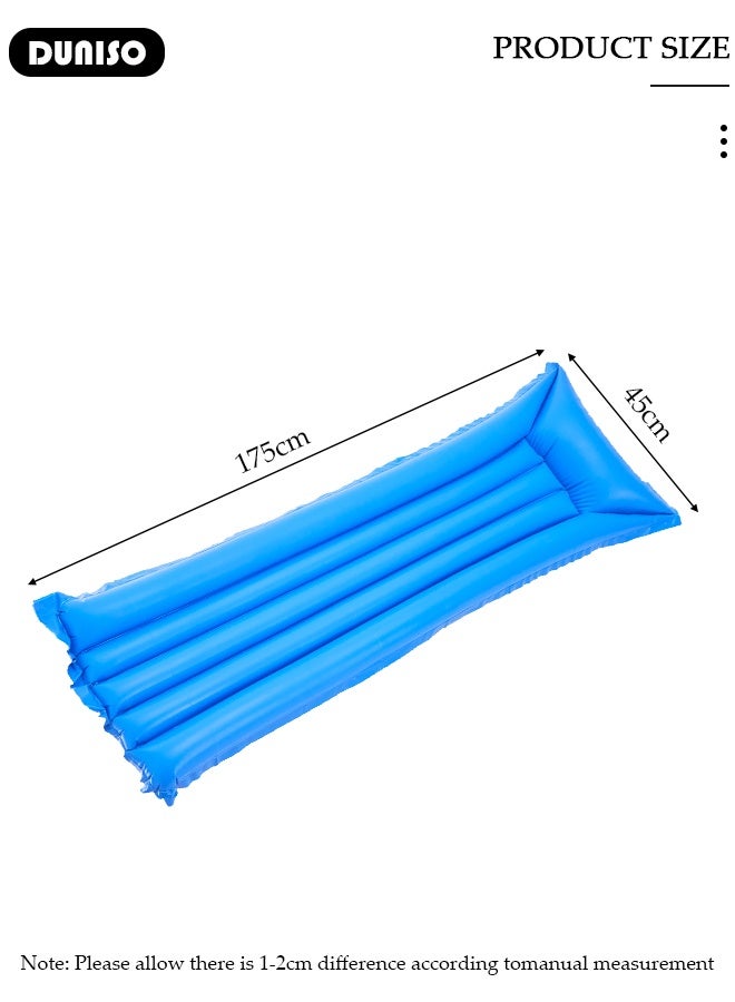 DUNISO Swimming Floating Row PVC Swimming Floating Bed Swimming Pool Float Bed Water Floating Bed Water Lounging Bed Swimming Pool Lounge Bed for Adults for Sunlight Bathing,Blue  - Image 2