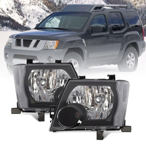 Jecoupoon Halogen Headlight Compatible with Xterra 2005-2015 W/O Bulb Headlamp Black Housing Driver & Passenger Side White Corner Clear Lens 26060EA025 26010EA025 - Image 1