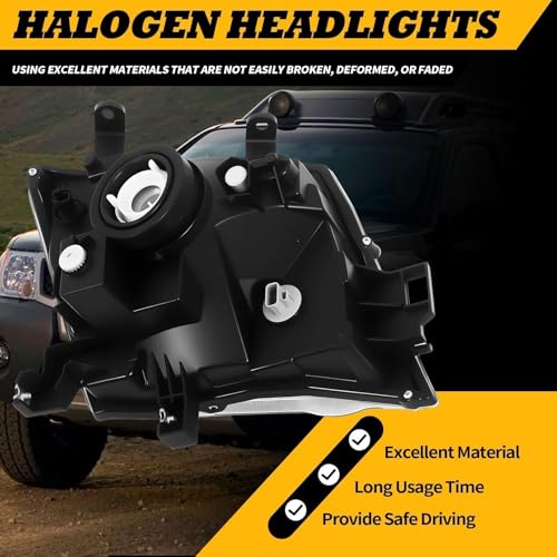 Jecoupoon Halogen Headlight Compatible with Xterra 2005-2015 W/O Bulb Headlamp Black Housing Driver & Passenger Side White Corner Clear Lens 26060EA025 26010EA025 - Image 5