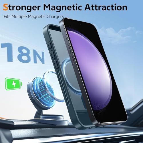 KARWAN®️Ultra Hybrid Matte Back Cover Case Compatible with Stand Magnetic for Samsung Galaxy S24 | Mag-Safe Wireless Charging | Camera Bump Protection -(Blue) - Image 2