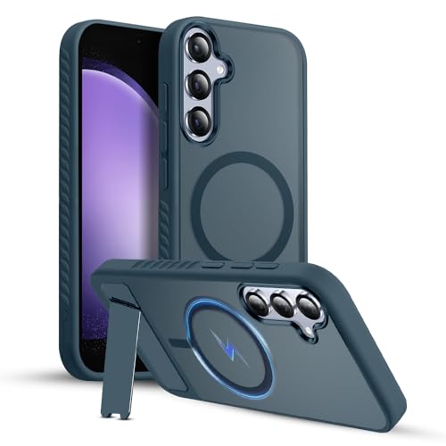 KARWAN®️Ultra Hybrid Matte Back Cover Case Compatible with Stand Magnetic for Samsung Galaxy S24 | Mag-Safe Wireless Charging | Camera Bump Protection -(Blue) - Image 1