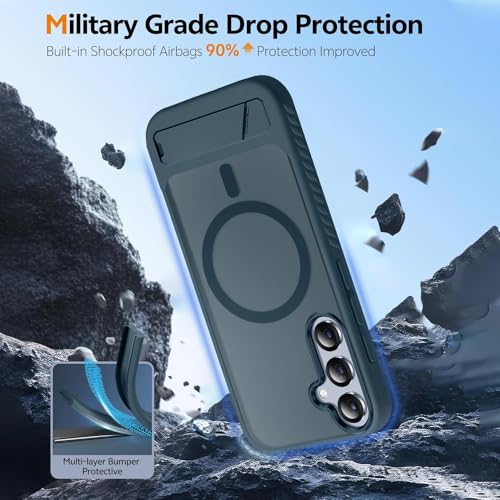 KARWAN®️Ultra Hybrid Matte Back Cover Case Compatible with Stand Magnetic for Samsung Galaxy S24 | Mag-Safe Wireless Charging | Camera Bump Protection -(Blue) - Image 4