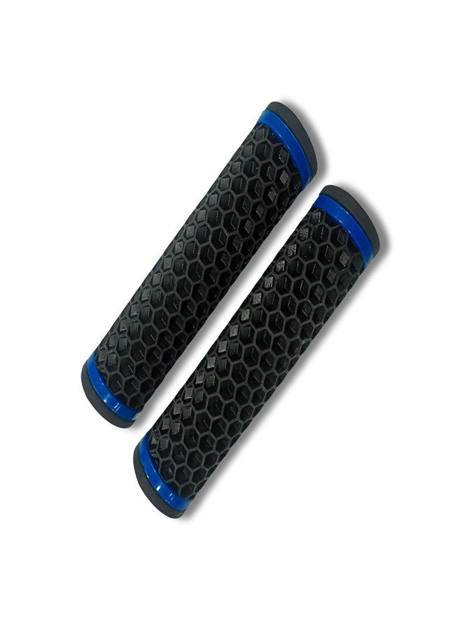 Elysian Rubber Handle, Anti-Slip Bicycle Handle, Grips for Cycle, Bikes MTB BMX (D 30mm X L125mm) (Zig Zag, Florescent Blue) 1PC - Image 1