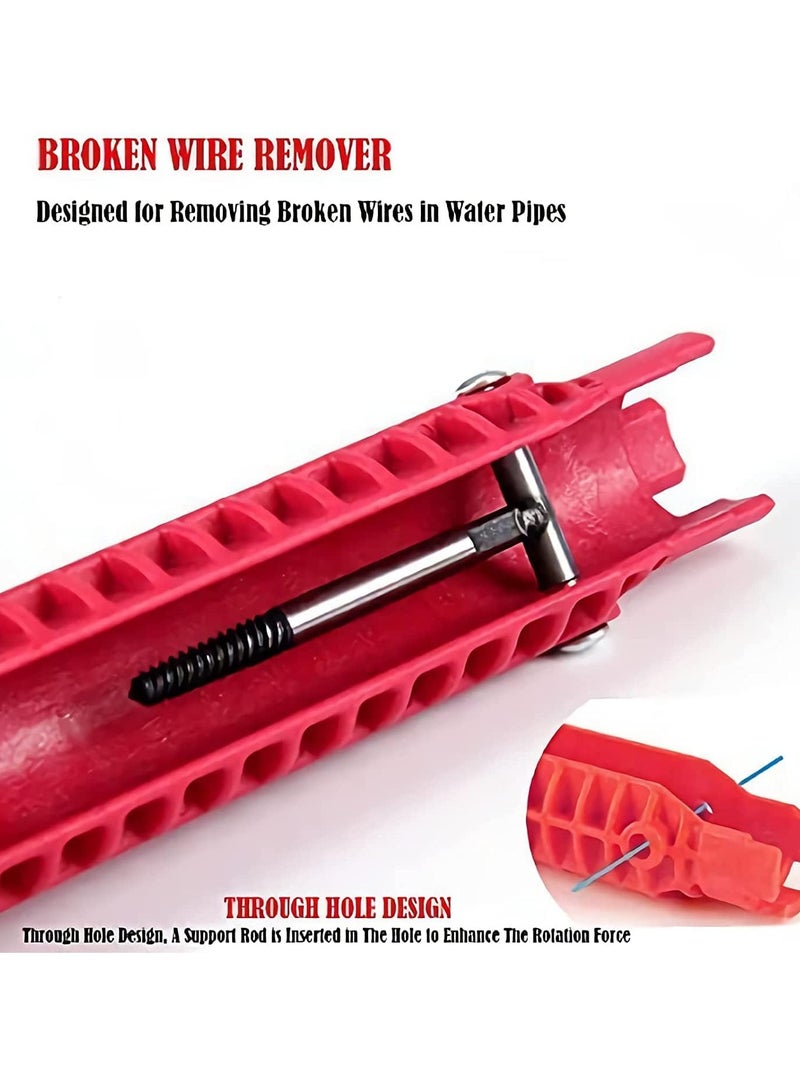 مفتاح ربط 8 في 1 للحنفية والحوض، مفتاح ربط حوض متعدد الوظائف، أداة تثبيت متعددة الوظائف باللون الأحمر، أداة سباكة لإصلاح السباكة وتركيبها، أدوات يدوية لحوض المرحاض والحمام والمطبخ (أحمر) - Image 5
