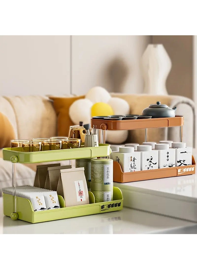 Arabest Coffee Mug Rack, 2-Tier Shelf Mug, Coffee Mug Organizer, Coffee Cup Display Rack, Minimalist Coffee Bar Organizer, Large Capacity Coffee Station Rack for Home and Offices (Beige) - Image 2