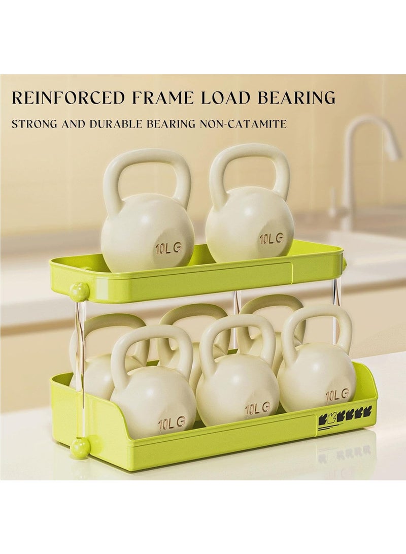 Arabest Coffee Mug Rack, 2-Tier Shelf Mug, Coffee Mug Organizer, Coffee Cup Display Rack, Minimalist Coffee Bar Organizer, Large Capacity Coffee Station Rack for Home and Offices (Beige) - Image 4