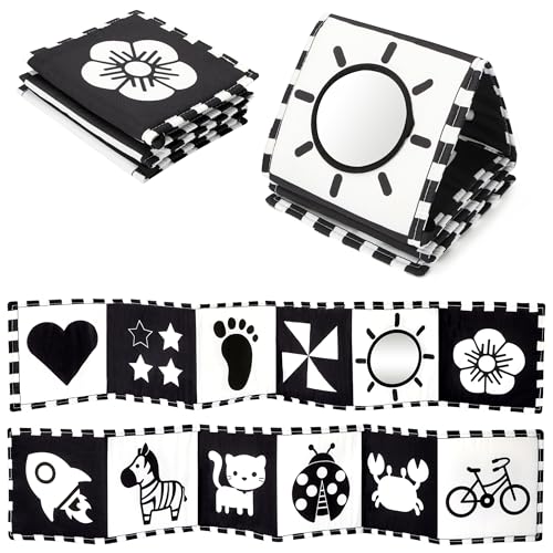 URMYWO Black and White Tummy Time High Contrast Newborn Toys 0-3 Months, Soft Baby Book, Visual Stimulation Montessori Sensory Infant Toys 0-6-12 Months, Shower Gift for Boys Girls - Image 1