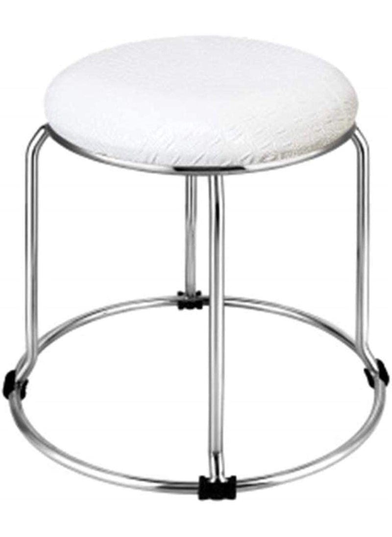 INDIAN DECOR INDIAN DECOR 55991 Furniture Change of Shoes Stool Coffee Table Bench Folding Low Stool Round Stool Made of Solid Steel Stools White  - Image 1
