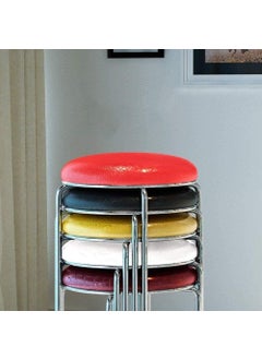 INDIAN DECOR INDIAN DECOR 55991 Furniture Change of Shoes Stool Coffee Table Bench Folding Low Stool Round Stool Made of Solid Steel Stools White  - Image 3