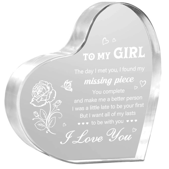 GIFTS FOR GIRLFRIEND GIRLFRIEND BIRTHDAY GIFTS IDEAS TO MY GIRL HEART SHAPED ACRYLIC BLOCK I LOVE YOU PRESENTS FOR HER VALENTINES DAY CHRISTMAS IDEA FOR HER GF WIFE