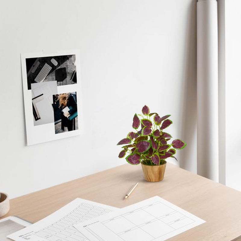 fancymart Artificial Plant Leaves in Wooden Pot Perfect Potted Decoration for Home Living Room & Office Spaces Décor - Image 5