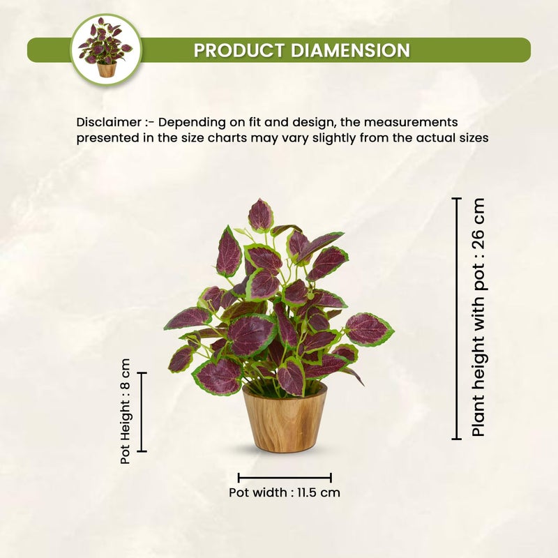 fancymart Artificial Plant Leaves in Wooden Pot Perfect Potted Decoration for Home Living Room & Office Spaces Décor - Image 4