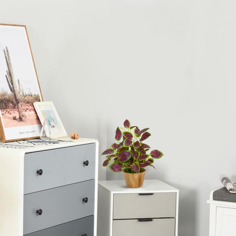 fancymart Artificial Plant Leaves in Wooden Pot Perfect Potted Decoration for Home Living Room & Office Spaces Décor - Image 2