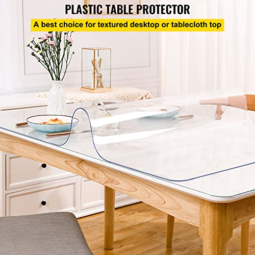 VEVOR 84 x 42 Inch Clear Table Cover Protector 15mm Thick Clear PVC Desk Protector Pads Plastic Tablecloth for Dining Room - Image 3