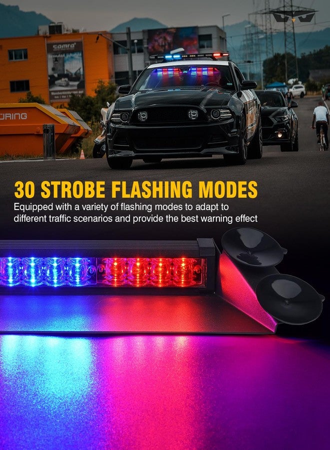 LUMENIX شريط إضاءة طوارئ LED من لومينيكس مع وحدة تحكم، يُركّب على واقي الزجاج الأمامي، يُحاكي أضواء التحذير المرورية، ويُشغّل أضواء وامضة مُقسّمة، مُصمّم خصيصًا لسيارات الشرطة والشاحنات - أحمر وأزرق - Image 4