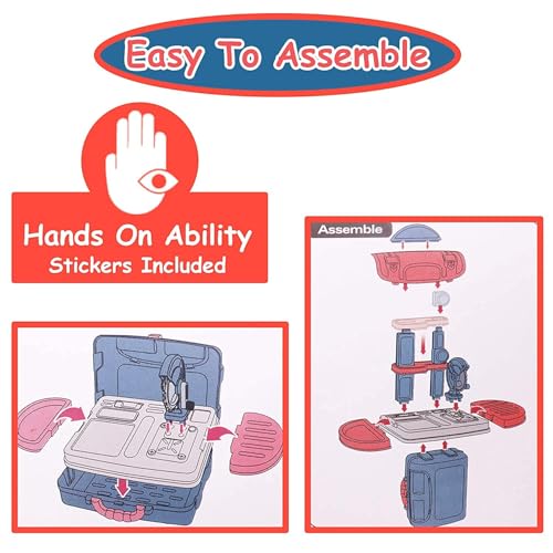 TOYIQ Construction Tools Kit Toys for Kids Set of 17 Pieces Portable Tool Toy with Accessories Briefcase Boys Girls Engineer Toolbox kit Kids, Workshop Toll Box, Best Gift Toddlers Baby Children - Image 4
