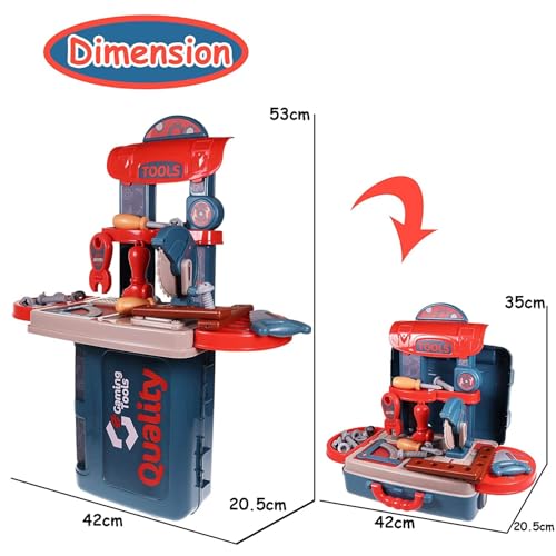 TOYIQ Construction Tools Kit Toys for Kids Set of 17 Pieces Portable Tool Toy with Accessories Briefcase Boys Girls Engineer Toolbox kit Kids, Workshop Toll Box, Best Gift Toddlers Baby Children - Image 2