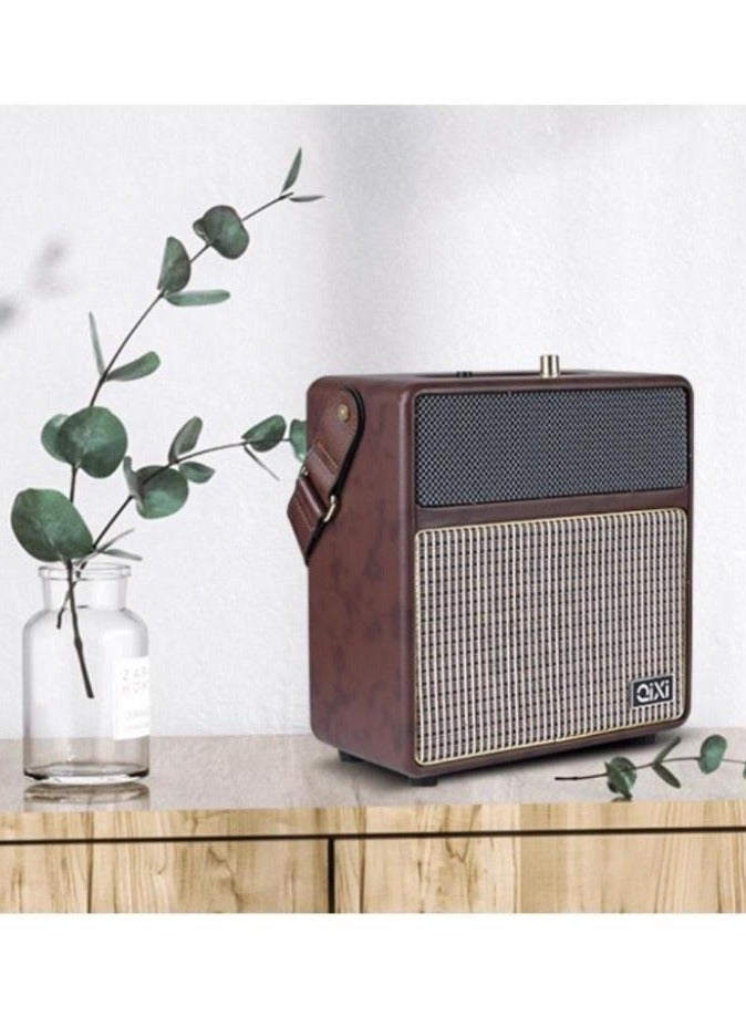 QiXi SK-2027 Wireless Bluetooth Speaker – 10W Powerful Sound, USB/TF/AUX/FM, Long Battery, Wooden Box Design - Image 4