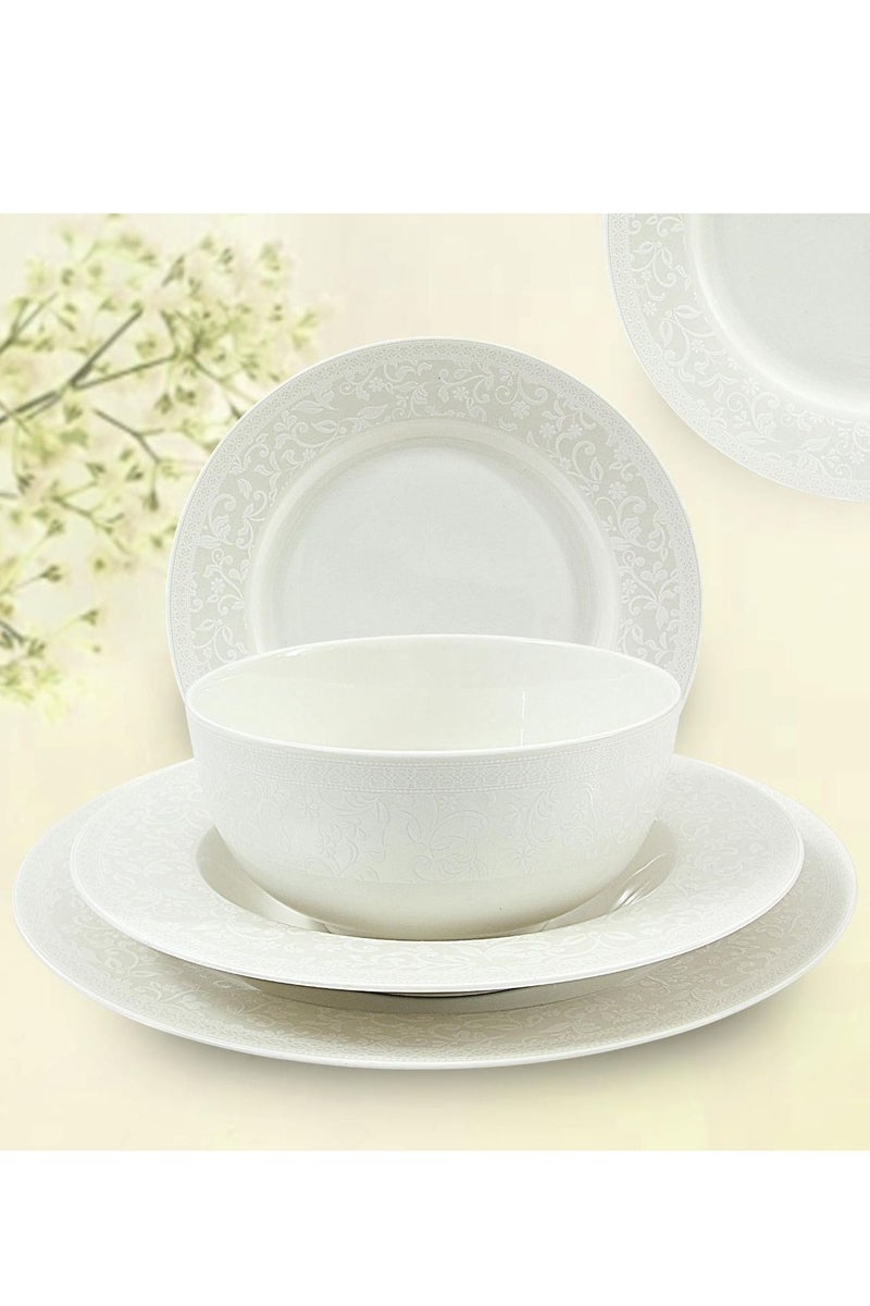 تراست طقم عشاء من البورسلين مكوّن من 32 قطعة باللون الأبيض؛ 8 قطع أطباق عشاء مقاس 27 سم، 8 قطع أطباق شوربة مقاس 22 سم، 8 قطع أطباق جانبية مقاس 20.5 سم، 8 قطع سلطانية مقاس 14 سم. - Image 2