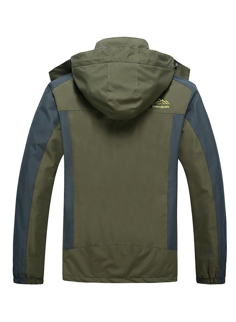 Loquat Men's Lightweight Coat Windbreaker Rain Jacket with Hood Army Green - Image 2