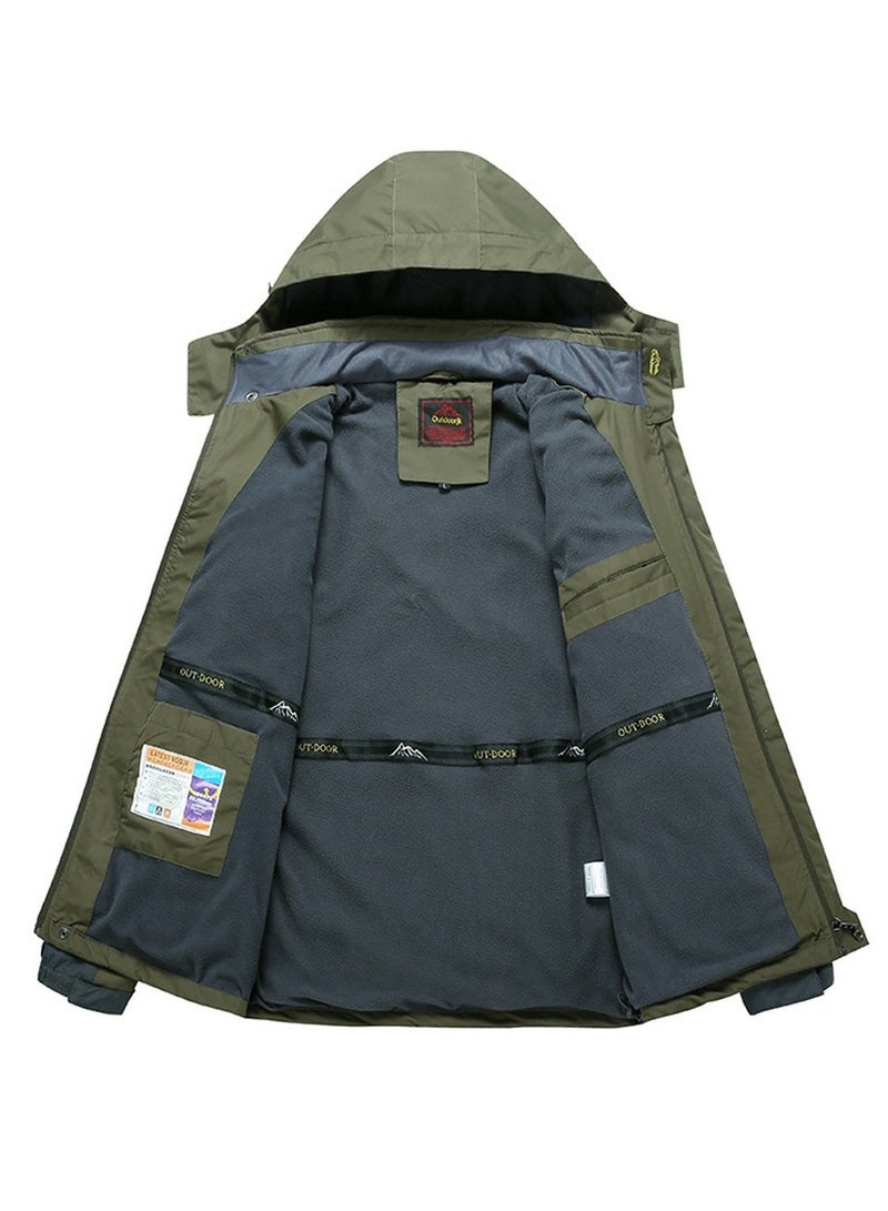 Loquat Men's Lightweight Coat Windbreaker Rain Jacket with Hood Army Green - Image 3