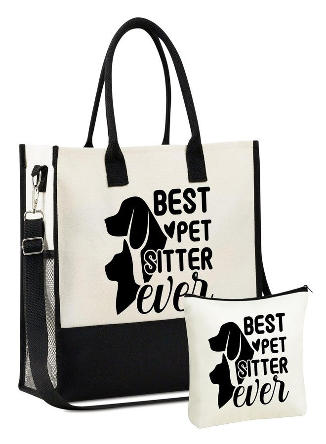 InnoBeta Pet Sitter Gifts, Dog Sitter Thank You Gifts, Canvas Tote Bag, Tote with Top Zipper Closure and Shoulder Strap, Best Pet Sitter Ever - Image 1
