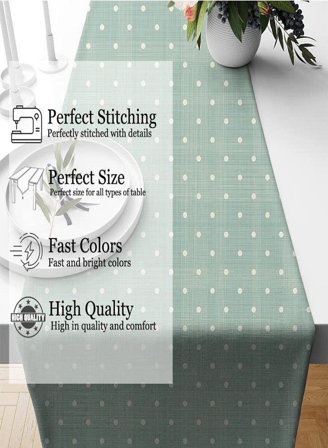 STITCHNEST مفرش طاولة ومفرش سرير من البوليستر والقطن المطبوع بنقاط البولكا من ستيتشنست (13 × 60 بوصة) - Image 2