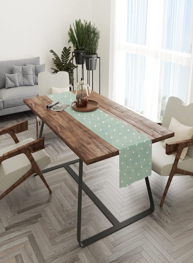 STITCHNEST مفرش طاولة ومفرش سرير من البوليستر والقطن المطبوع بنقاط البولكا من ستيتشنست (13 × 60 بوصة) - Image 3