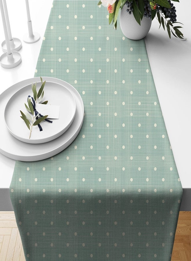 STITCHNEST مفرش طاولة ومفرش سرير من البوليستر والقطن المطبوع بنقاط البولكا من ستيتشنست (13 × 60 بوصة) - Image 1