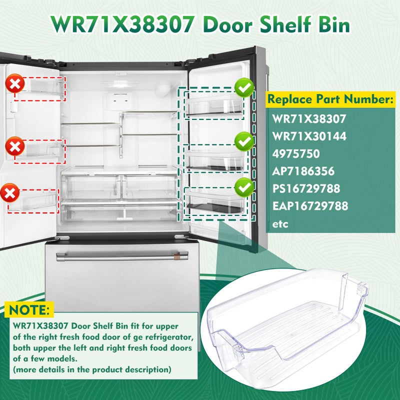 Garsoo WR71X38307، WR71X30144 حاوية رف الباب متوافقة مع ثلاجات GE (بعض الطرازات): GFE26JYMNFFS، GNE27JYMNFFS، GNE27JYMWFFS إلخ، استبدال رف الباب: 4975750، AP7186356، EAP16729788، PS16729788 - Image 4