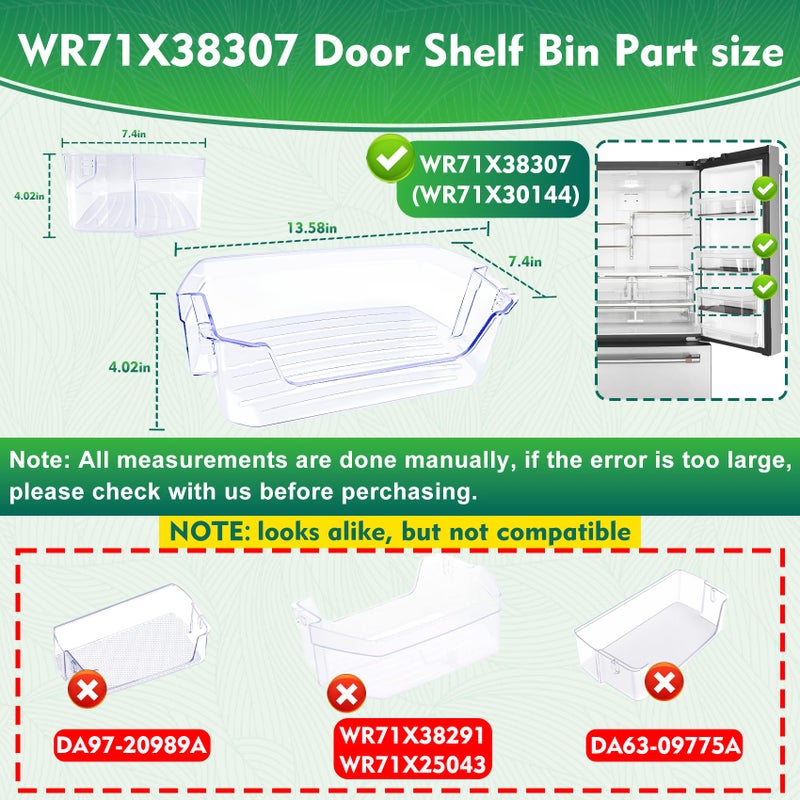 Garsoo WR71X38307، WR71X30144 حاوية رف الباب متوافقة مع ثلاجات GE (بعض الطرازات): GFE26JYMNFFS، GNE27JYMNFFS، GNE27JYMWFFS إلخ، استبدال رف الباب: 4975750، AP7186356، EAP16729788، PS16729788 - Image 2