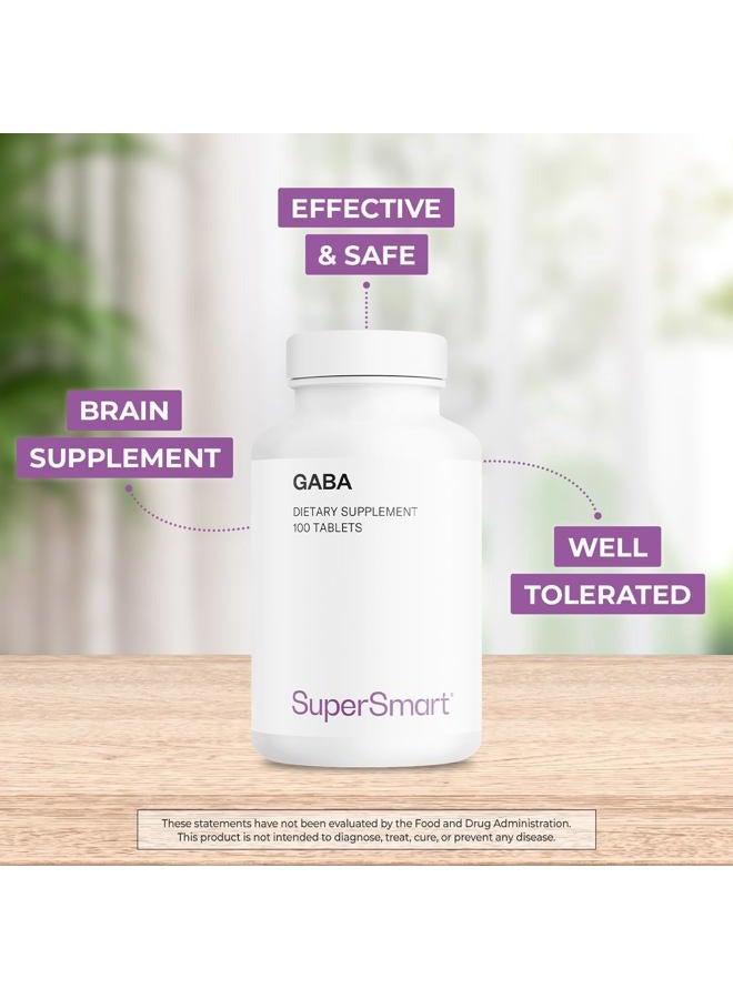 SuperSmart GABA 750 mg Per Day (Gamma-Amino Butyric Acid) - Emotional Wellbeing | Non-GMO & Gluten Free - 100 Tablets - Image 2