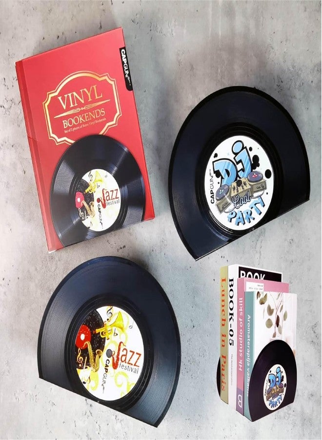 Chooseyo Modern Bookends for Shelves,Retro Vinyl Record Bookends - Vintage Music Decor Bookend Set, Unique Decorative Book Stopper for Home Office & Gifts for Music Lovers(Jazz) - Image 5
