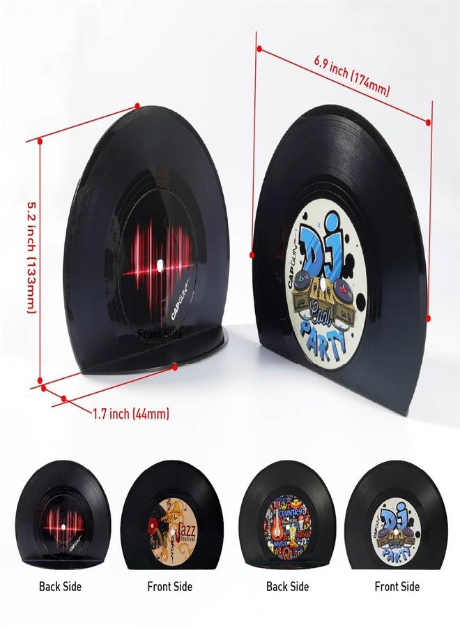 Chooseyo Modern Bookends for Shelves,Retro Vinyl Record Bookends - Vintage Music Decor Bookend Set, Unique Decorative Book Stopper for Home Office & Gifts for Music Lovers(Jazz) - Image 3