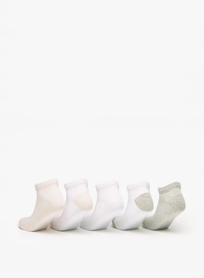 Little Missy Boys Textured Ankle Length Socks - Set of 5