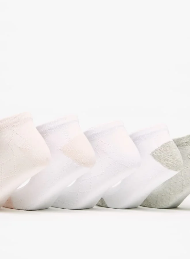 Little Missy Boys Textured Ankle Length Socks - Set of 5